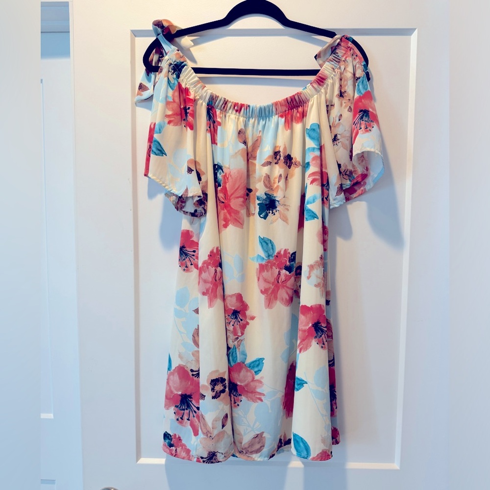 Peach Love off the shoulder dress - maternity dress - Great for a gender reveal